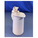 Vintage White Glass Cat Figurine Creamer Pitcher