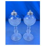 Pressed Glass Oil Lamp Reservoir Pair