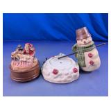 Vintage Christmas Snowman & Santa Music Boxes