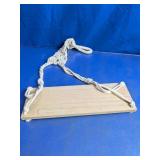 Hanging Macrame Wooden Floating Swing Shelf