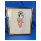 Japanese Madonna and Child Silk Art