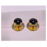 Black Cabochon Gold Tone Cufflink Pair