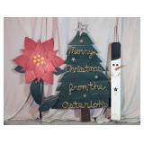 Rustic Wood Holiday Christmas Yard Stake Signs