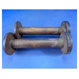 Wooden Textile Bobbin Spool Pair