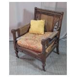 Vintage Wood Cane Accent Armchair