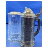 Vintage Lidded Beer Stein Duo