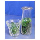 Embossed Glass Vase & Votive Holder w/ Marbles