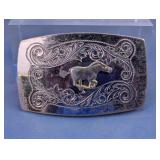 Vintage Western Engraved Horse Belt Buckle
