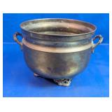 Vintage Footed Brass Planter Bowl w/Handles
