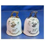 Vintage Porcelain Anniversary Bell Duo