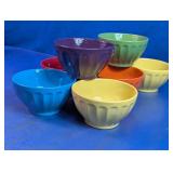 Colorful Ribbed Ceramic Bowls Set