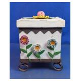 Floral Wooden Storage Box Planter Decor