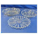 Vintage Clear Glass Serving Dishes Trio