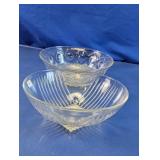 Vintage Clear Glass Serving Bowls Duo