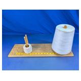 Wooden Thread Stand with White Thread Spools