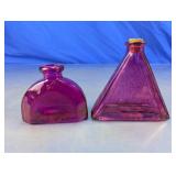 Purple Decorative Glass Bottles Pair