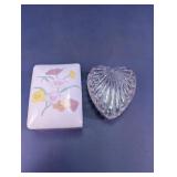Glass Floral and  Heart Trinket Boxes