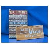 Rustic Wooden Hanging Wall Signs Duo