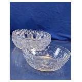 Vintage Clear Textured Glass Serving Bowls Duo
