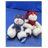 Ice Skating Snowman Plush Pair