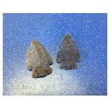 Vintage Knapped Stone Arrowheads Duo