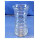 Clear Ribbed Glass Hourglass Flower Vase