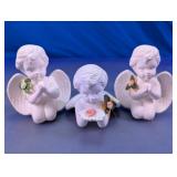 Miniature White Clay Cherub Angel Figurines