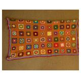Vtg. Handmade Crochet Granny Square Afghan