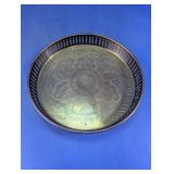Round Brass Tone Serving Tray