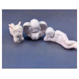 Miniature Porcelain Angel Cherub Figurines Trio