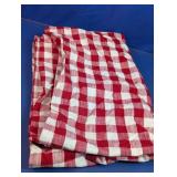 Red & White Gingham Plaid Fabric Tablecloth