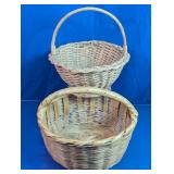 Vintage Handwoven Woven Basket Duo