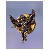 Cherub Angel Lapel Pin Gold Tone