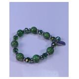 Blessed Green Beaded Stretch Bracelet