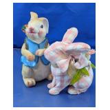 Charming Festive Easter Bunny Figurine  Duo
