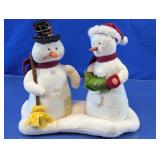 Musical Snowman Couple Plush Decor