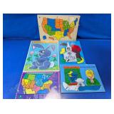 Assorted Children's Wooden & Tray Puzzles Lot