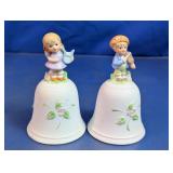 Vtg. Homco Porcelain Musical Children Bells Duo
