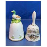 Vtg. Porcelain Duck Themed Collectible Bells Duo