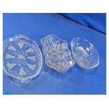 Vintage Clear Glass Serving Bowls & Platter Trio