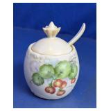 Hand Painted Ceramic Strawberry Sugar Bowl Set