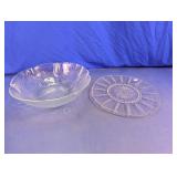 Vintage Clear Glass Serving Bowl & Platter Duo
