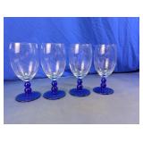 Vintage Blue Stemmed Wine Goblets Lot