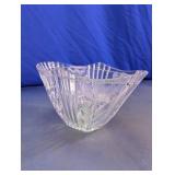 Elegant Frosted Floral Oval Crystal Glass Bowl