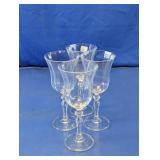 Clear Faceted Stem Goblets Set