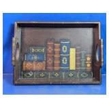 Decorative Book Motif Wooden Serving Tray