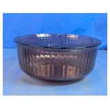 Purple Ribbed Glass Bowl