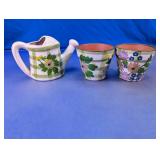 Hand-Painted Floral Ceramic Planter Trio