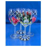 Hand-Painted Floral Wine Glasses