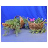 Wicker Basket Planters with Faux Greenery Decor